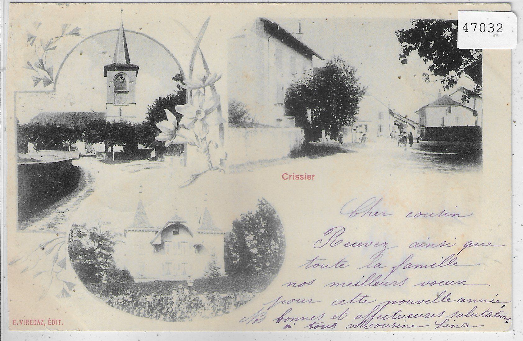 Cartoline postali: Crissier - Eglise, Chateau, Village – Usato da Ettingen venduto da Kartenplanet