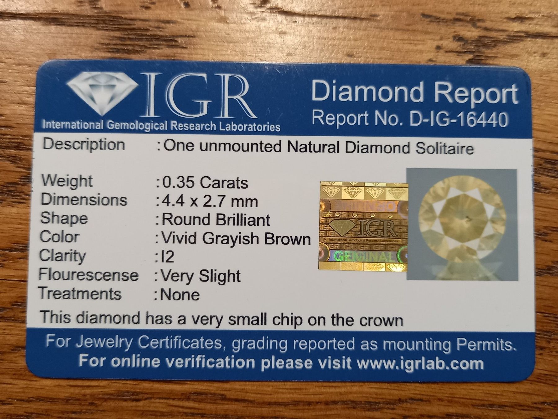 Pietre preziose: 0.35 cts. CERTIFIED Diamond Vivid Gray Brown – Usato da Aarau venduto da Reto_BA_01 4
