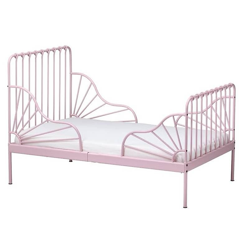 Ikea Letti: Lit enfant extensible IKEA MINNEN rose clair – Usato da Lausanne venduto da fko_x7sk