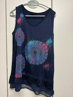 Desigual Top dunkelblau mit Muster L