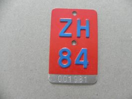Velonummer Velo Rad ZH 1984 Zürich 84 Nummer Geschenk Bike