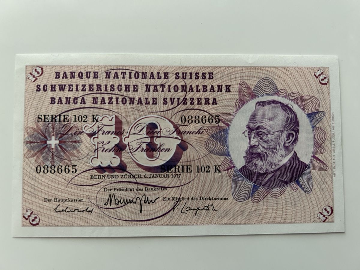 Billets de banque: Banknote Schweiz 1977, 10 Franken – D'occasion à Luzern par dakes