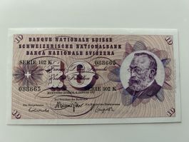 Banknote Schweiz 1977, 10 Franken