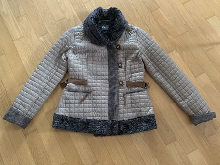  Jacke gesteppt mit Webpelz beige Grösse 38