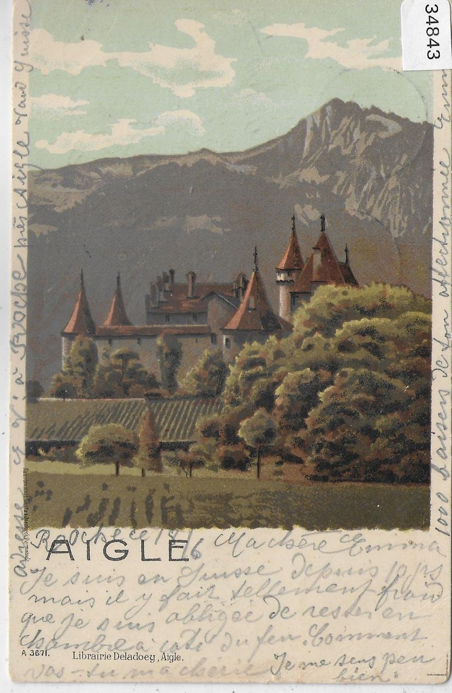 Cartoline postali: Souvenir de Aigle - Chateau - Litho – Usato da Ettingen venduto da Kartenplanet