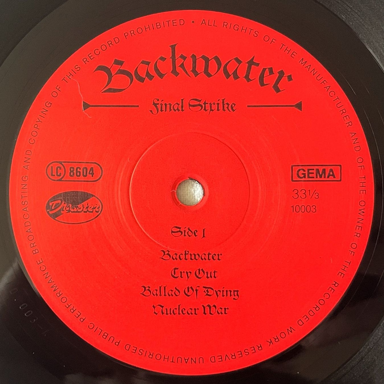 Schallplatten: Backwater - Final Strike - LP - 1986 - First Press  Disaster – Gebraucht aus Uster von Zardodel 4