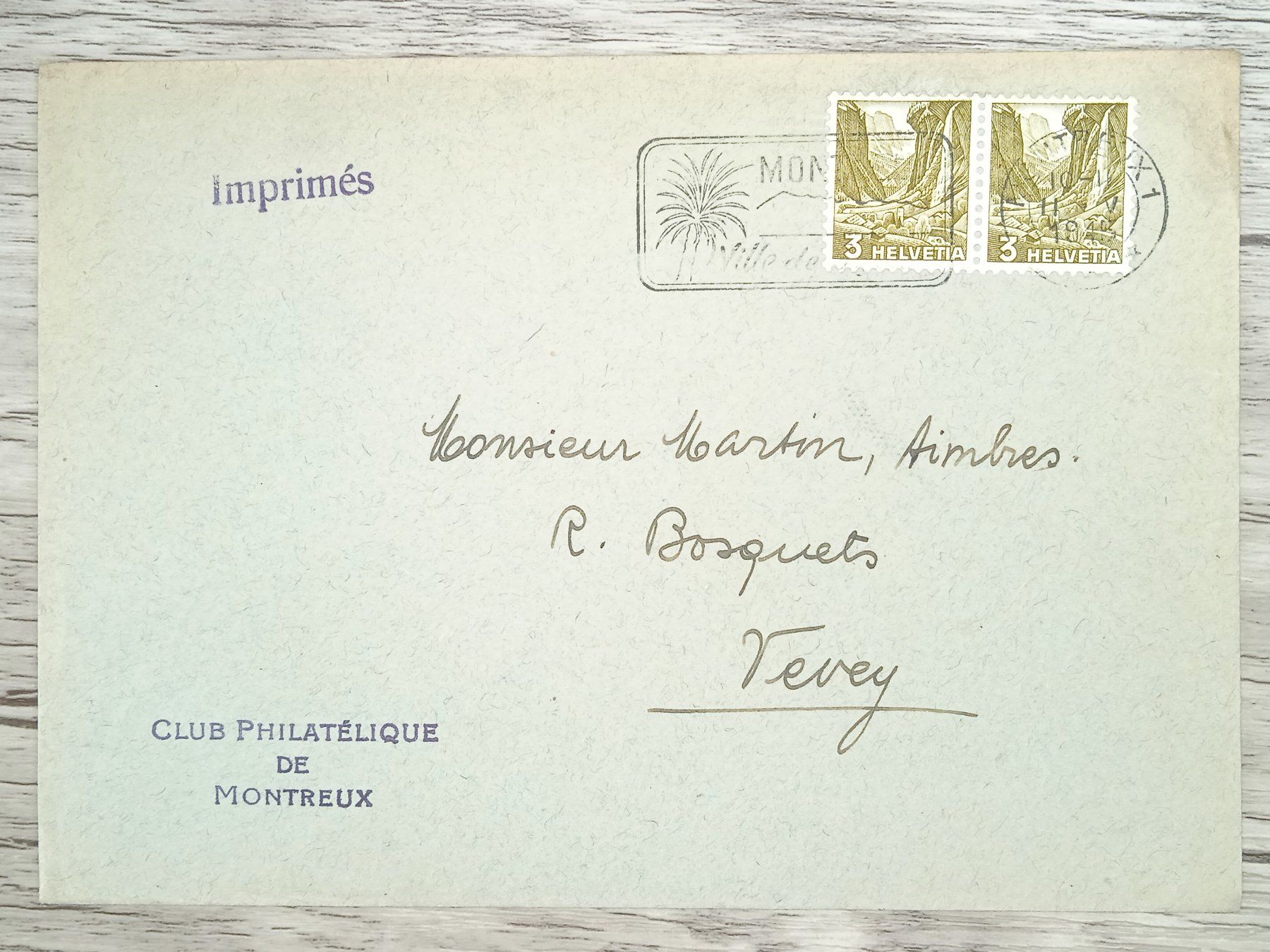Alle Briefmarken: TR107 Enveloppe + Timbre Suisse 1945 – Gebraucht aus Cousset von Patrick_Collections