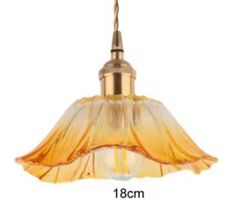 Lampe Suspendue Vintage en Pierre de Verre à Fleurs