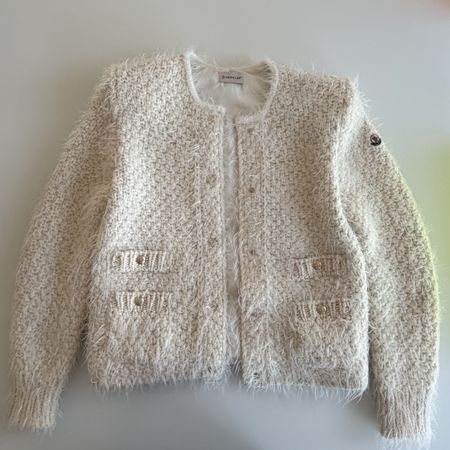 Moncler Strickjacke mit Daunen weiss Struktur guter Zustand