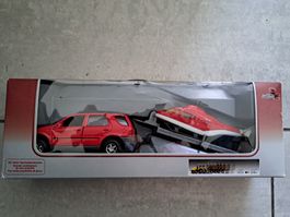 Autotransporter Mercedes mit Helikopter rot NEU
