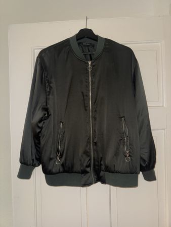 Green Satin Zara Bomber Jacket