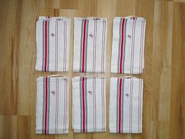 6 Handtücher, Küchentuch mit Monogramm / Leinen+Baumwolle