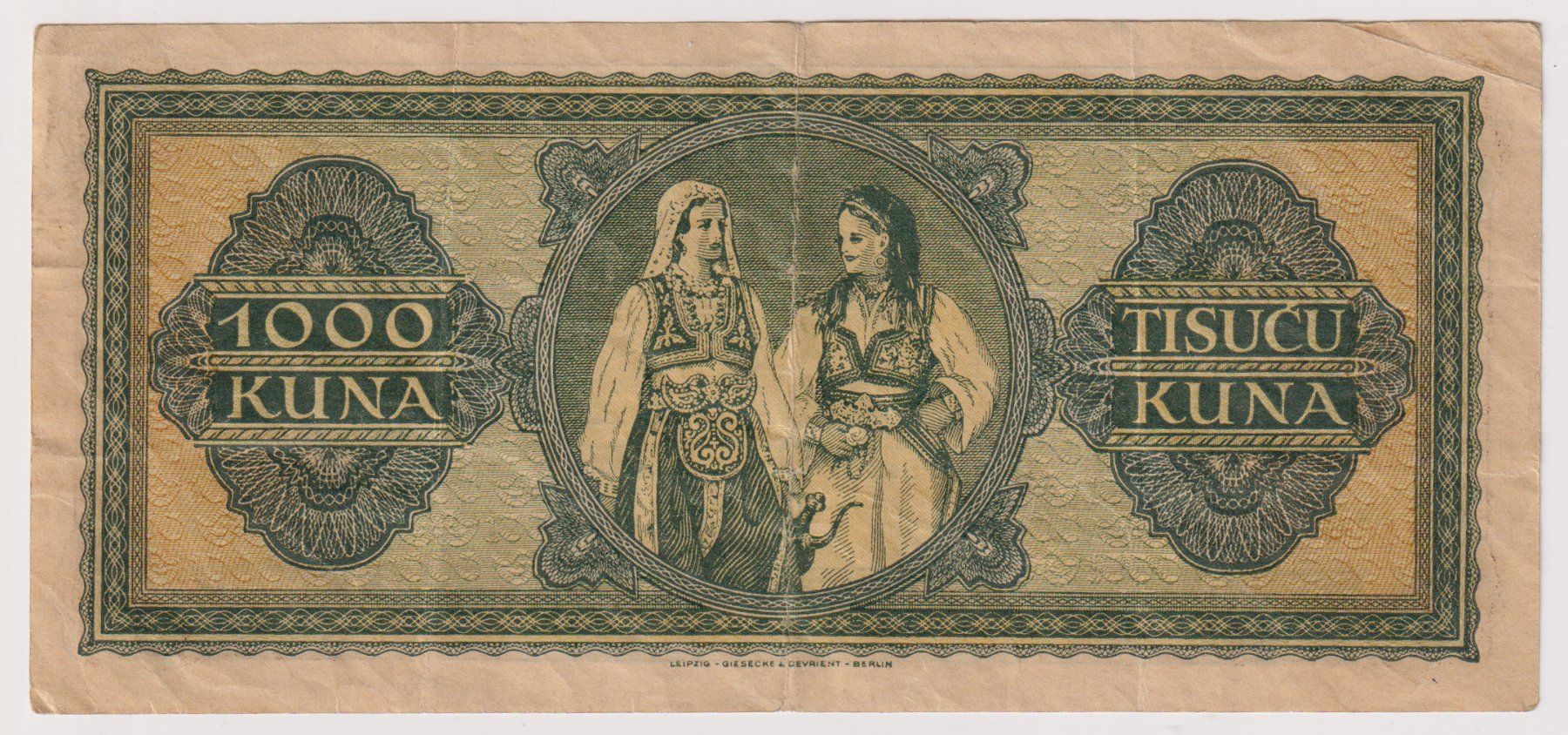 Banconote: Kroatien: Banknote 1000 Kuna 1943 – Usato da Eschlikon TG venduto da PhilCon 1