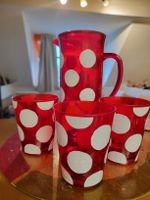 Spiegelburg C.A.R.D.E.N. Karaffe + 3 Becher Rot Weiss Punkte