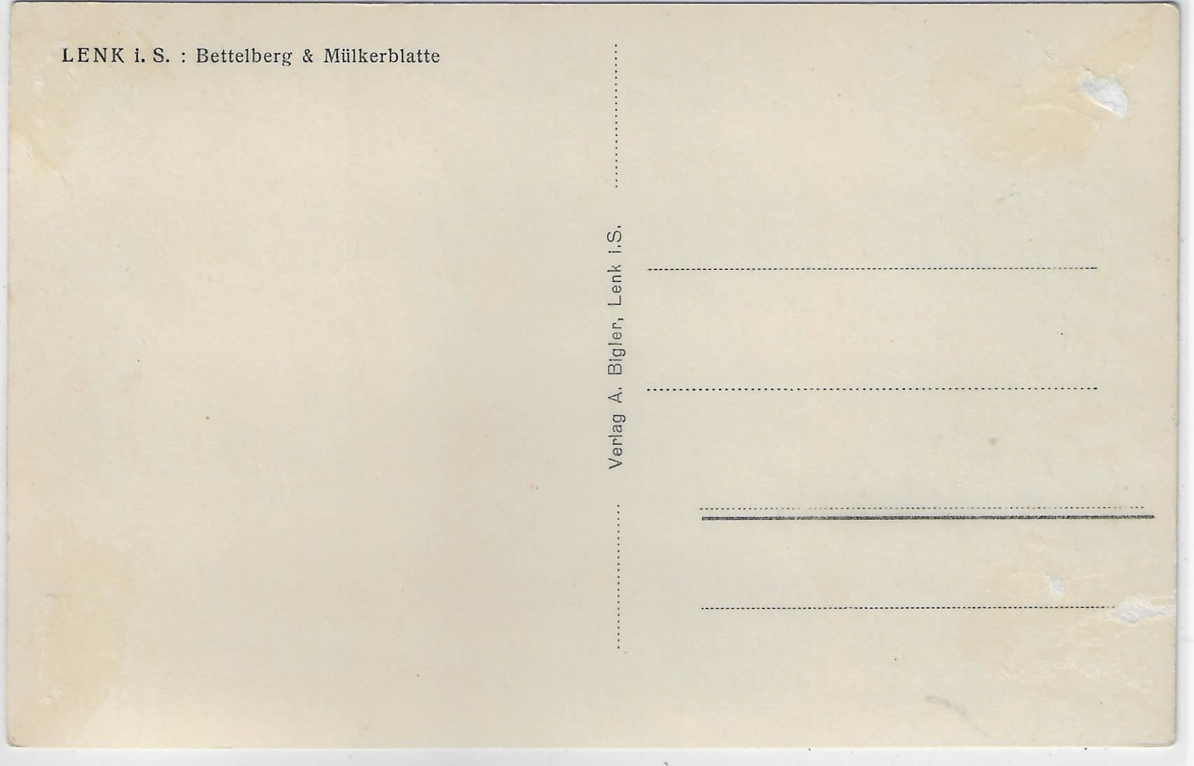 Cartoline postali: Lenk i.S. Bettelberg & Mülkerblatte – Usato da Ettingen venduto da Kartenplanet 1