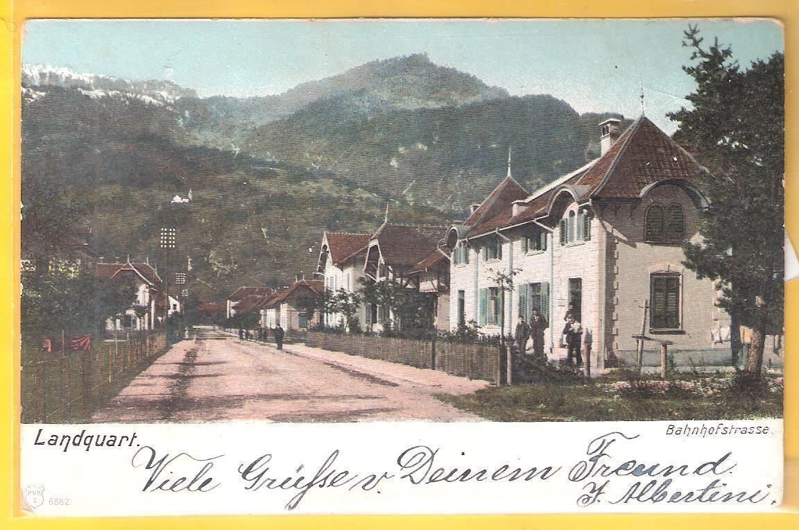 Cartoline postali: 28.X.1904 Litho Landquart Bahnhofstrasse – Usato da Zürich venduto da Hagliweg 1