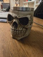 Totenkopf Kaffeetasse Skelett-Griff Edelstahl (Q)