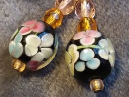 Top Glas Blüten Kette und Ohrhänger Tschechien