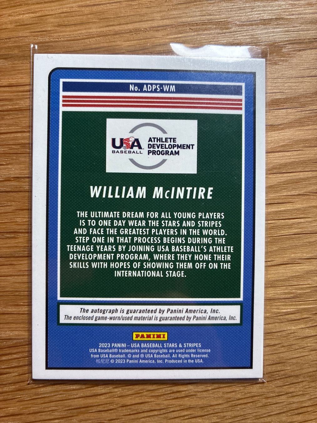 Topps Carte collezionabili: Panini Stars & Stripes William McIntire Patch-Auto – Usato da Wangenried venduto da Garagara 1