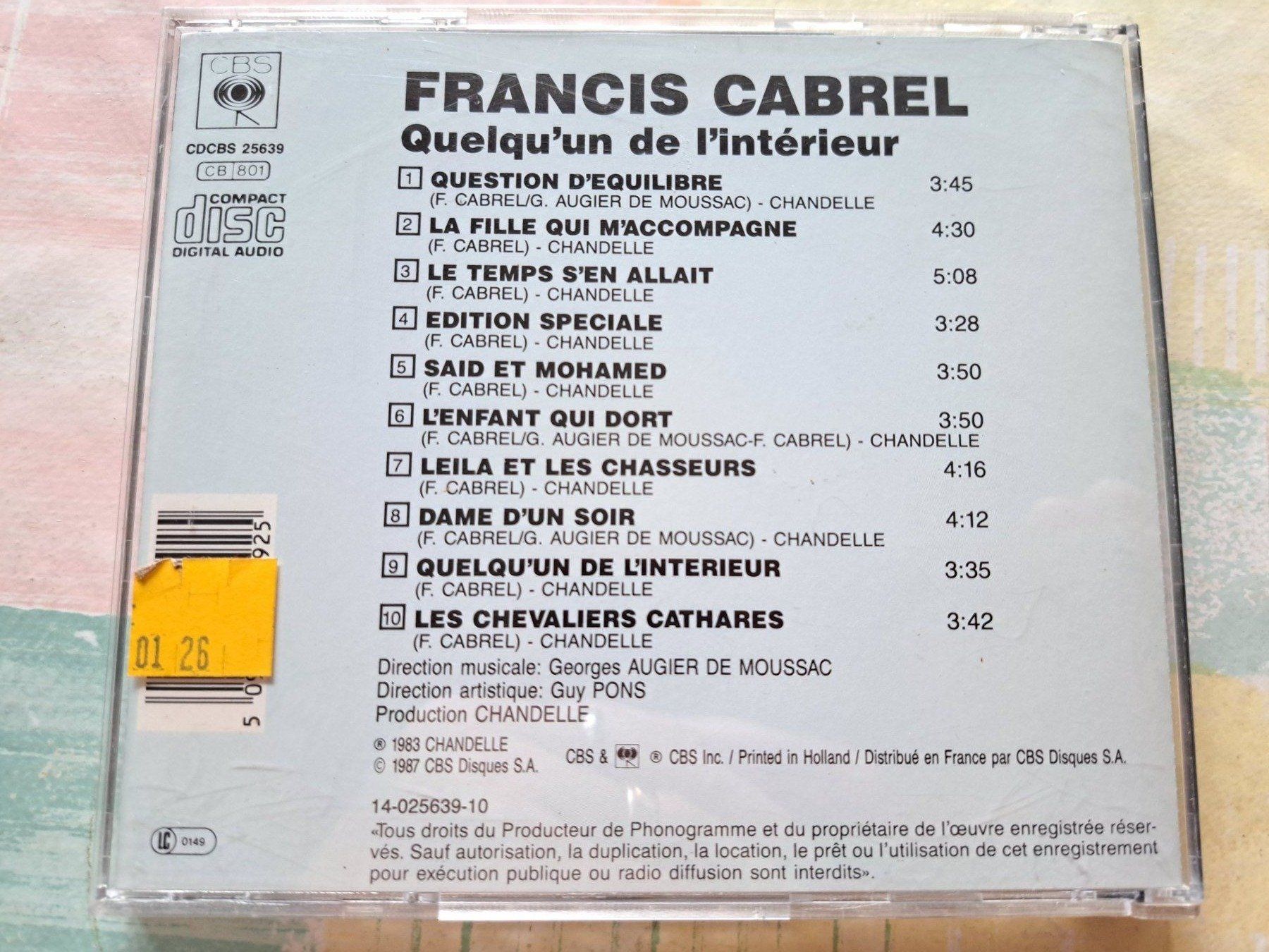 CD: Cd Francis Cabrel - Quelqu'un de l'intérieur – Usato da Pully venduto da bro_n52j 1
