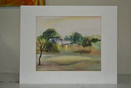 40x50 Aquarell-Seide Landschaft