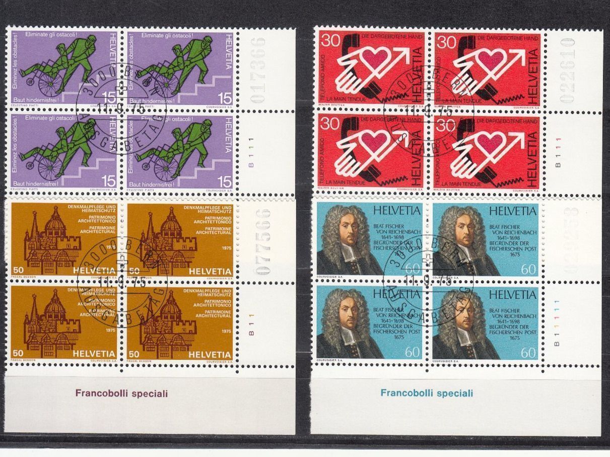 Alle Briefmarken: SBK 568 - 571 im 4er-Block mit ET – Gebraucht aus Bürglen TG von StampGraf