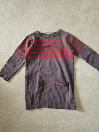 Robe pull enfant VYL FRAISE rayée rouge 4 ans