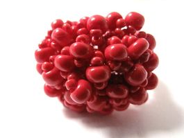 🟢 Bague fantaisie en perles Roter Fantasie-Ring aus Perlen