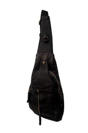 Bayside Echtleder Sling Bag / Umhängetasche Dunkelbraun