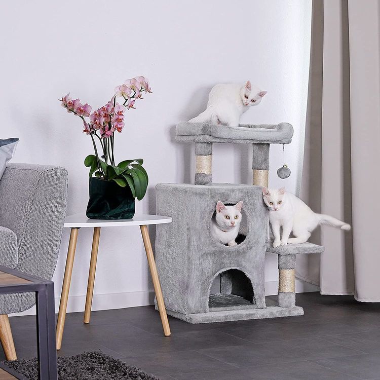 Kratzbaum Mit Integriertem Katzenbett – Aus Natur-Sisal Und Plüsch, Einfach Montierbar, Schützt Möbel