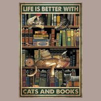 🔥 BOOKS CATS Katzen Blechschild 💚 20x30cm OVP 🔥