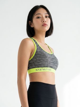 Sport BH NYATHLETICS Grau Neongelb Grösse M neu