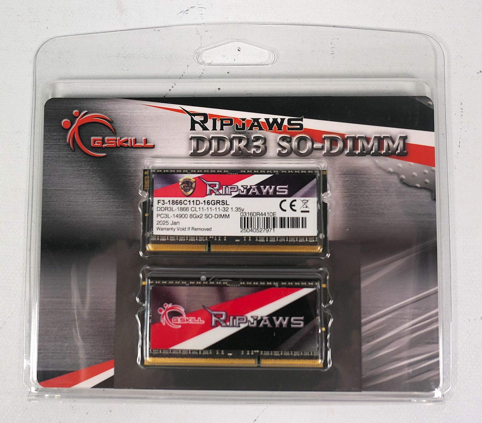 16 Go (2x8Go) G.Skill RipjawsX DDR3 1866MHz SO-DIMM - 1.35V CL11 - Neuf