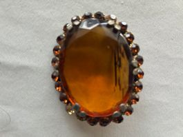 grande broche en verre  - an 60-70- couleur ambre