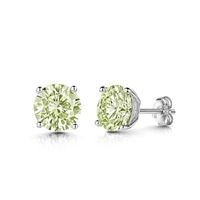 Ohrstecker rund peridotfarben 4mm Silber 925 mit Zirkonias