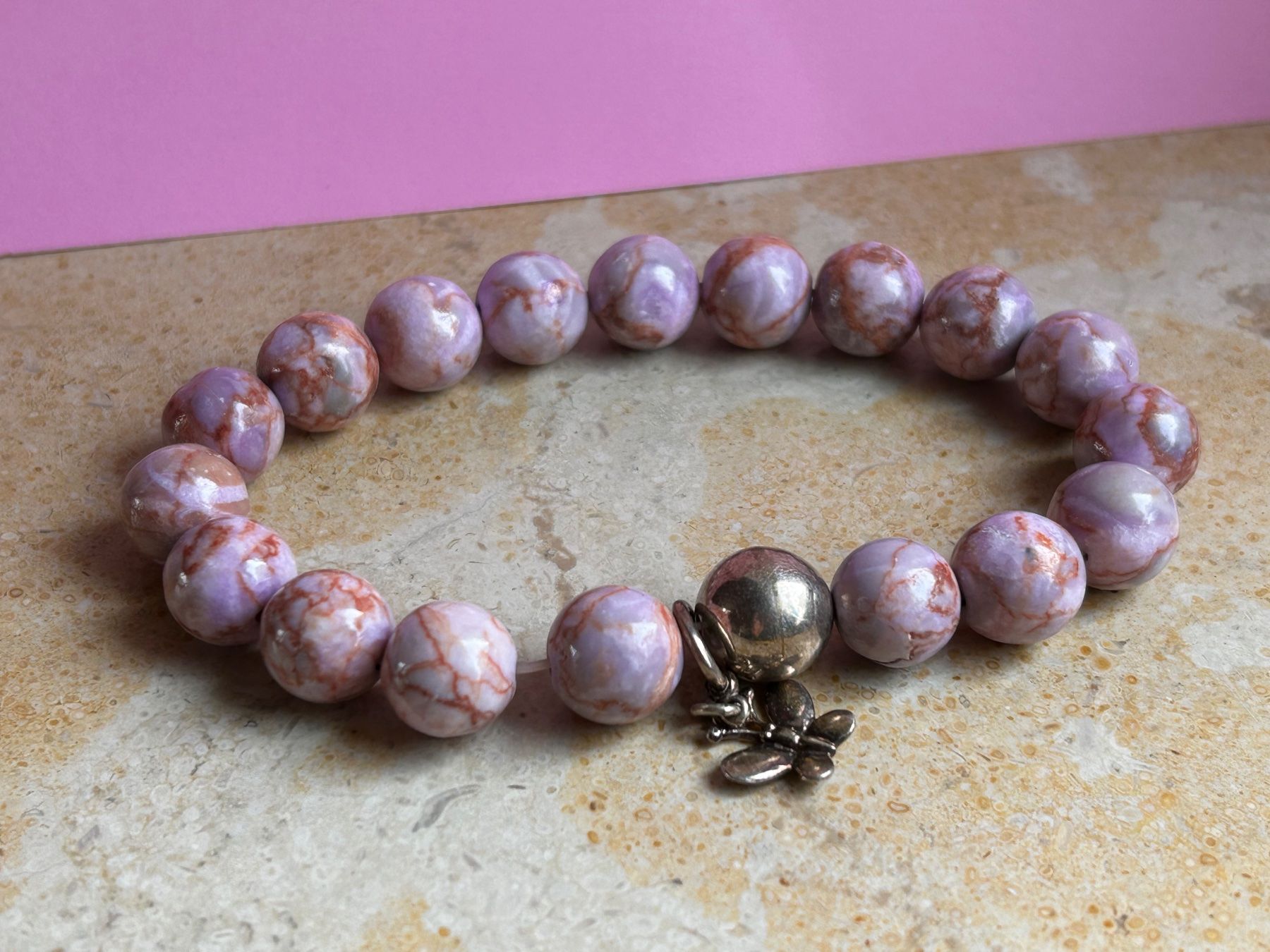Bracciali & Braccialetti: Armband Hellrosa Rodonith mit Libelle 20cm – Usato da Dittingen venduto da Bellevista 5