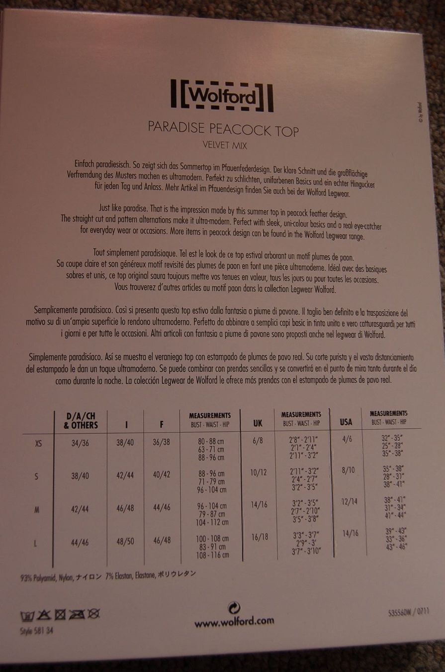 Wolford Top: Wolford Paradise Peacock Top – Nuovo (secondo la descrizione) da Burgdorf venduto da Vida6 1