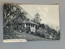 Alte PK / Kirche und Pfarrhaus Ringgenberg - Gelaufen 1916