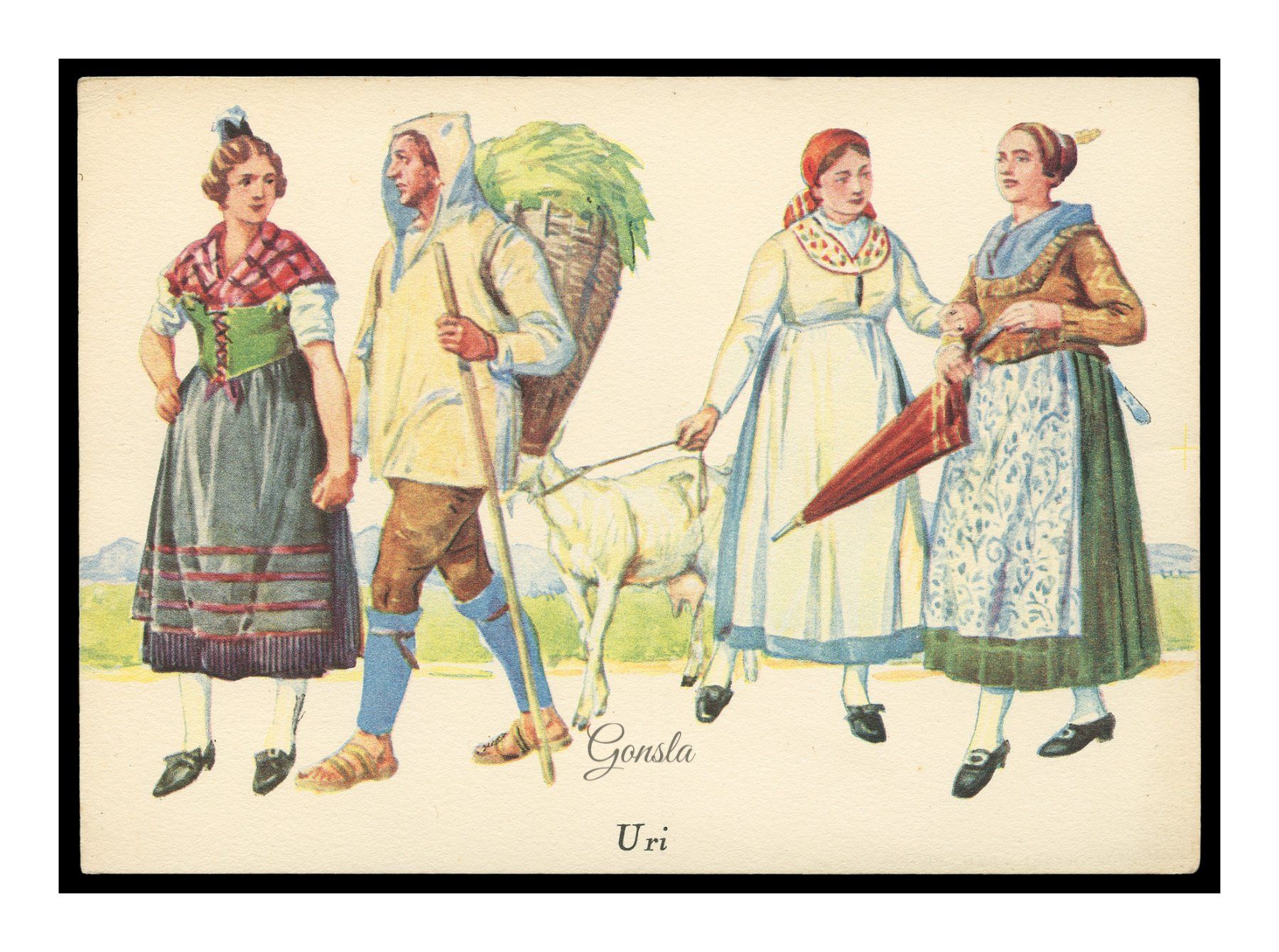 Cartoline postali: COSTUMES HISTORIQUES CANTONS SUISSES "Uri" – Usato da Onex venduto da gonsla01