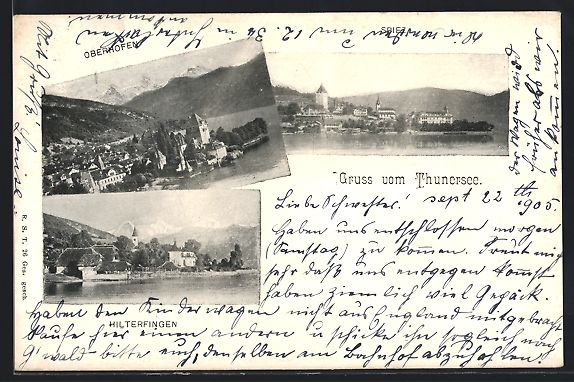 Cartoline postali: Spiez, Ortsansicht mit Thunersee, Ortsan – Usato da Berlin venduto da bartko-reher