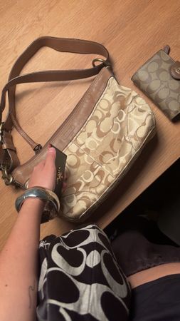 Handtasche Coach Umhängetasche beige braun gebraucht