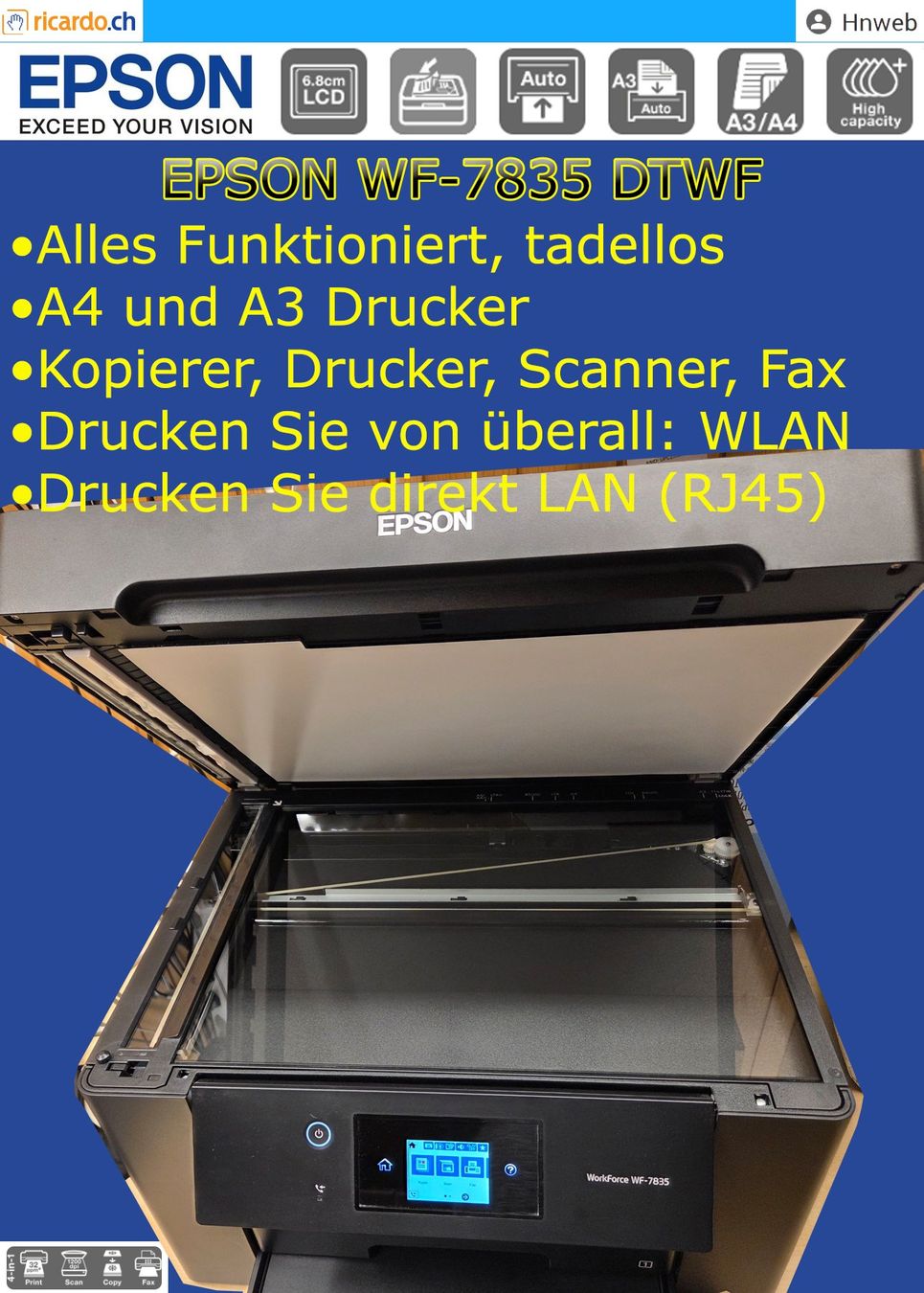 Epson Drucker: Epson WorkForce WF-7835DTWF Multifunktionsdrucker – Gebraucht aus Kaisten von Hnweb 2