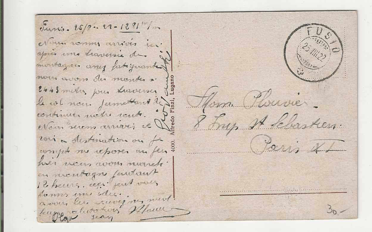 Cartoline postali: Fusio, 1922 – Usato da Spiez venduto da Niesen20 1