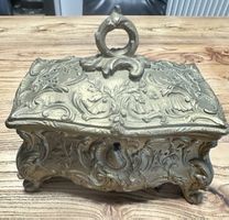 Antike Schmuckschatulle / Kassette aus Messingguss um 1900