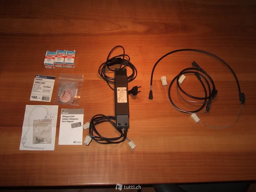 Lampade: Halogenlampe mit Trafo, 3 Stk. in Serie – Usato da Aarwangen venduto da vintagehandel