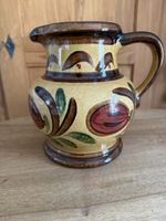 Keramikkrug handbemalt beige braun florales Motiv 1 Stk
