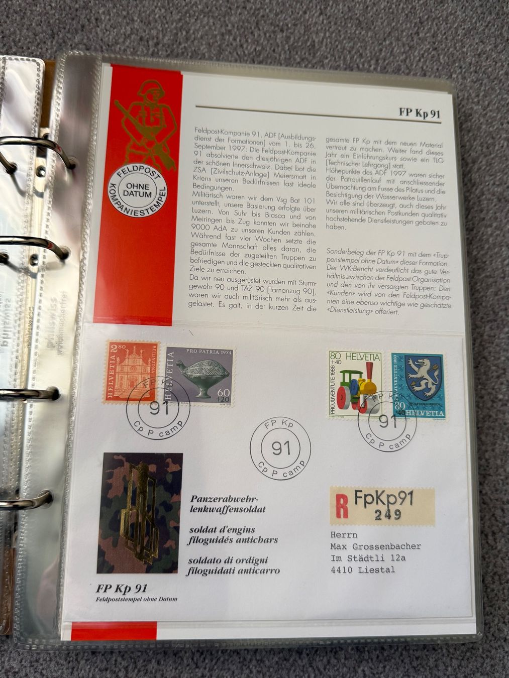 Tutti i francobolli: Sammelordner: Feldpost-Kompanien - Schweizer Armee – Usato da Brütten venduto da Hst1 9