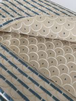 Jetzt noch!!! Stoff creme, blau mit Welle-Punkte ca137-176