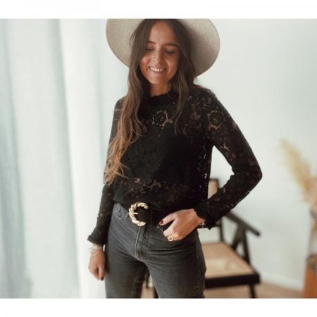 Blouse en dentelles noire - taille S