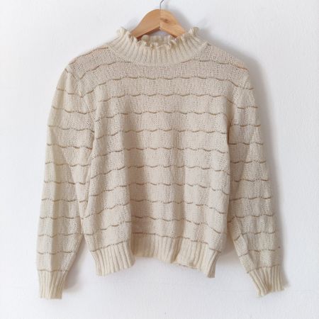 WOLFORD kuschelwarmer Pulli Pullover Wolle Lurex gold Gr.38